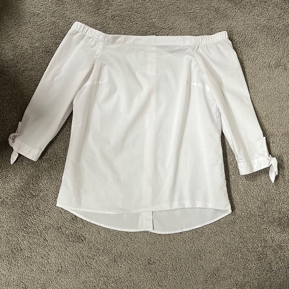 Off the shoulder white shirt